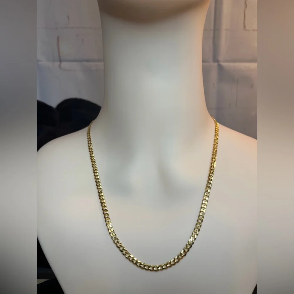 14k Yellow Gold Over Italian sterling silver 20 inch 4.1 MM Italian Cuban chain